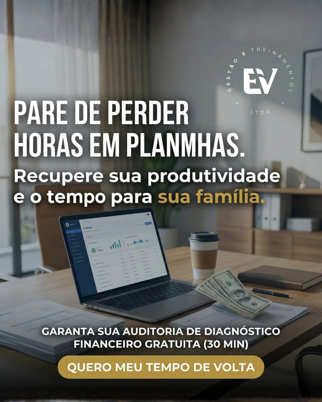Criativo Alxan: anúncio sobre produtividade financeira
