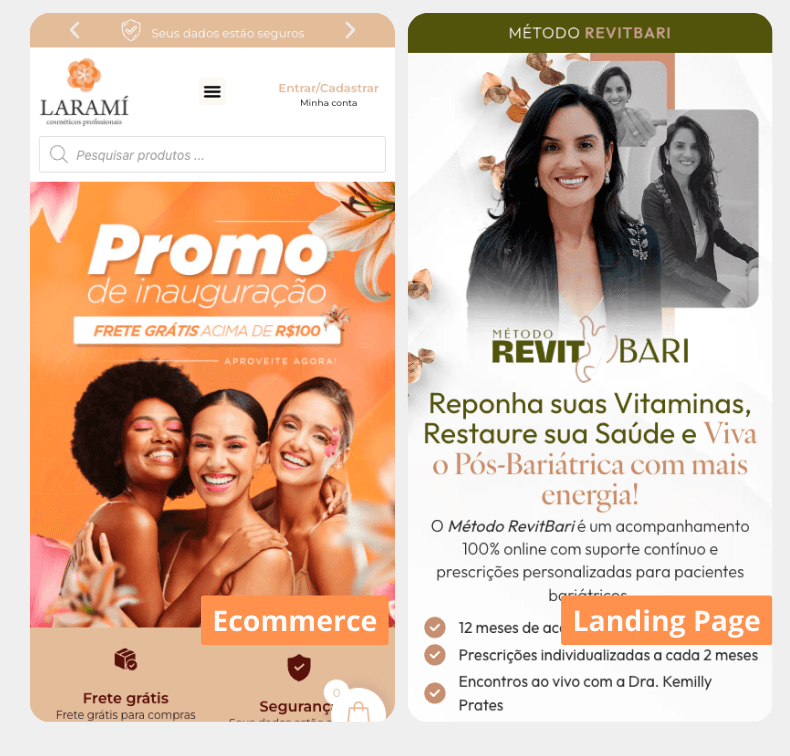 Sites e Landing Pages — mockup